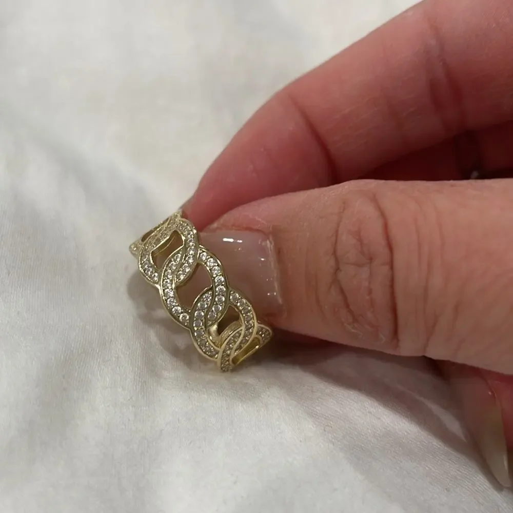 925 Gold Chain Ring Sz 5.5